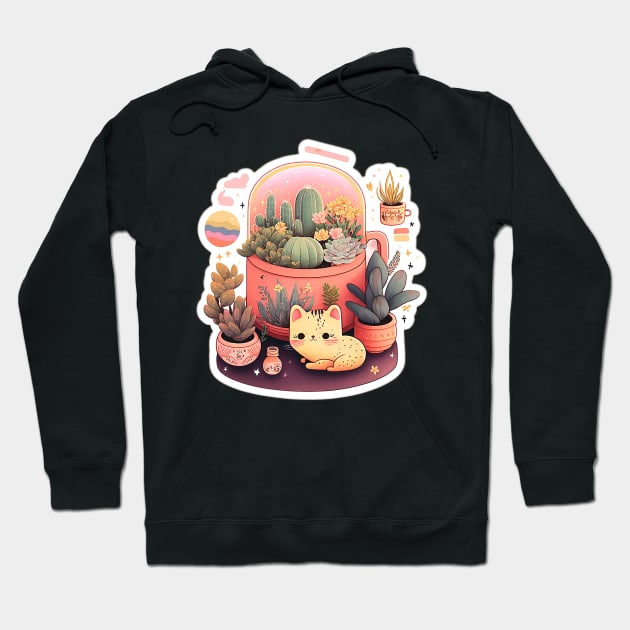 Cute kawaii fluffy cats and plants Hoodie by ramith-concept